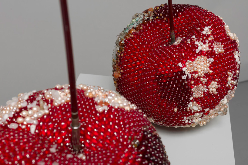 cheries detail, the bejeweled rotting fruit sculptures of kathleen ryan exhibited online at karma gallery