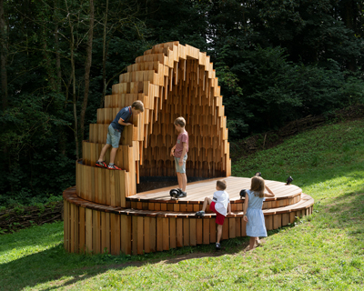 matthijs la roi architects builds a cedar-clad 'rain amplifier' in a belgian forest