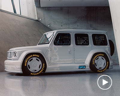 virgil abloh and mercedes-benz remix the G-class as a race car for project geländewagen