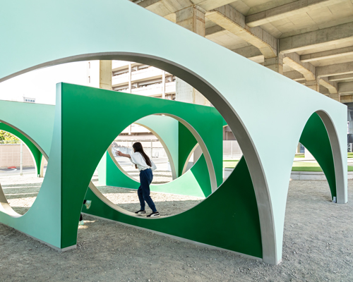 geo-graphic design lab's monto park is a playful grove of arches in osaka