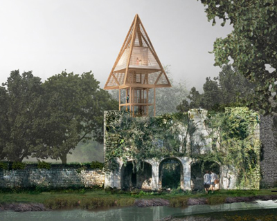 NRAV architects' treehouse proposal reclaims the ruins of a french castle