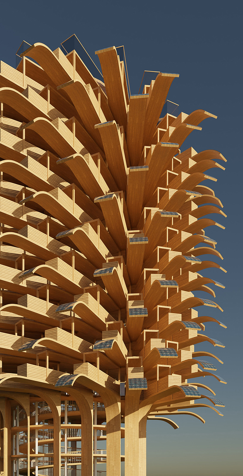 a façade of 'solar leaves' forms NUDES observation tower concept designboom