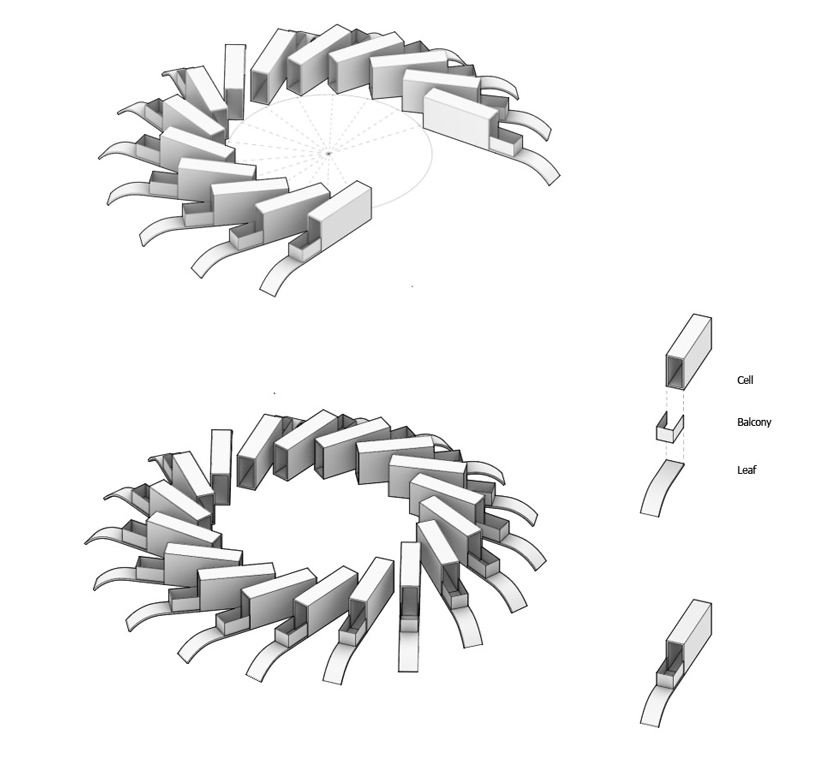 a façade of 'solar leaves' forms NUDES observation tower concept designboom