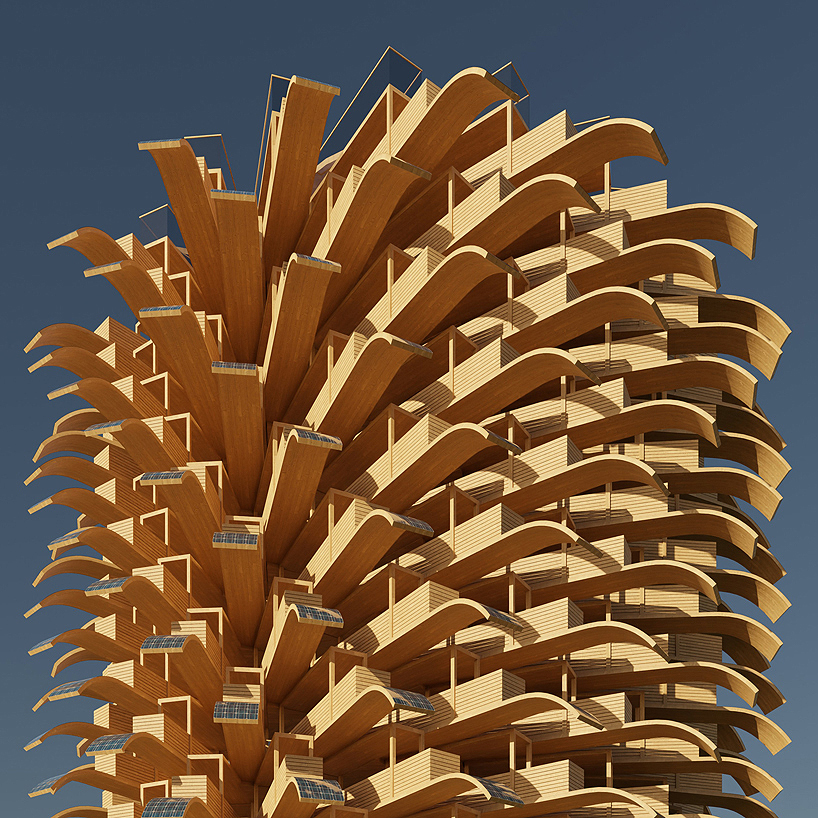 a façade of 'solar leaves' forms NUDES observation tower concept designboom