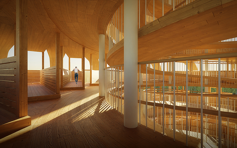 a façade of 'solar leaves' forms NUDES observation tower concept designboom