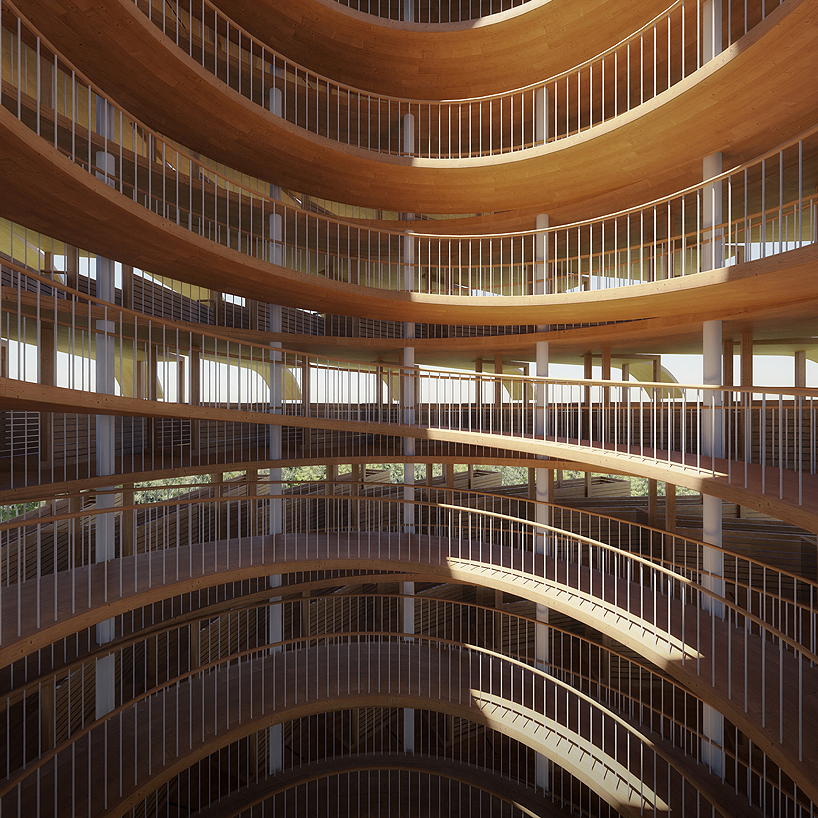 a façade of 'solar leaves' forms NUDES observation tower concept designboom