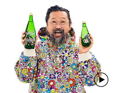 takashi murakami interview on his new collaboration with perrier featuring original artwork