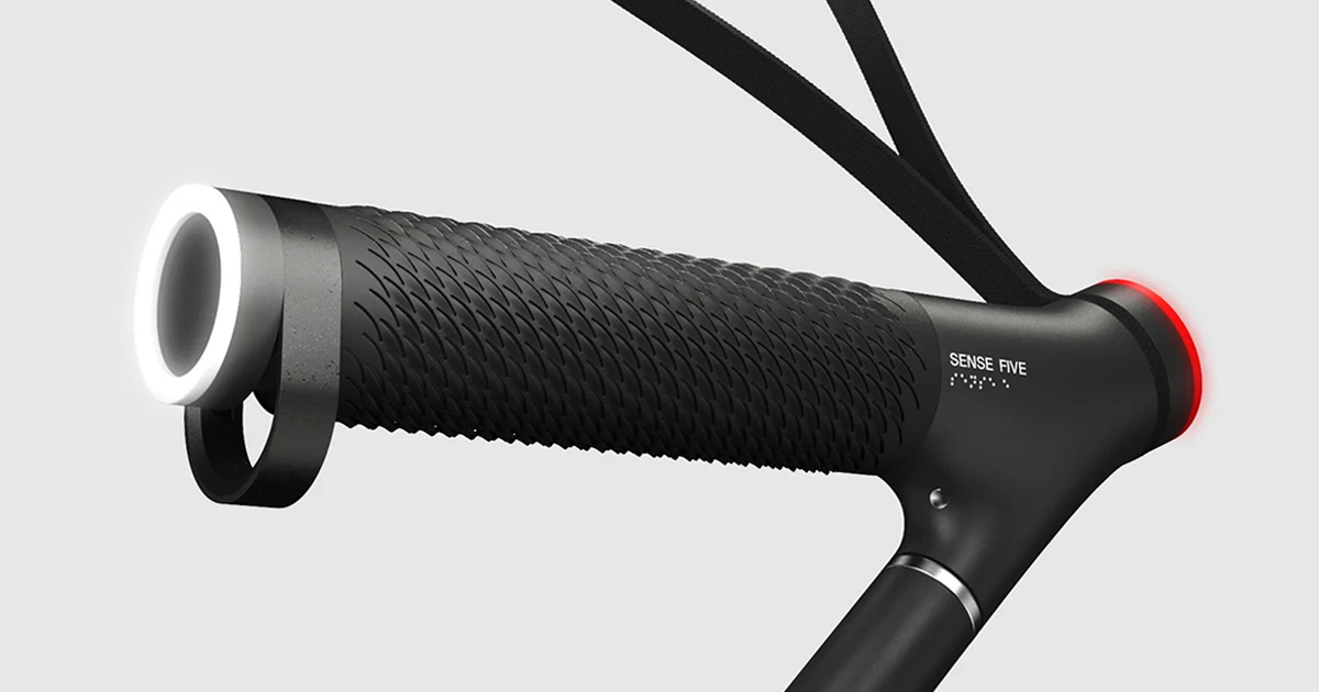 sense five is a smart white cane with surfacechanging handle to aid