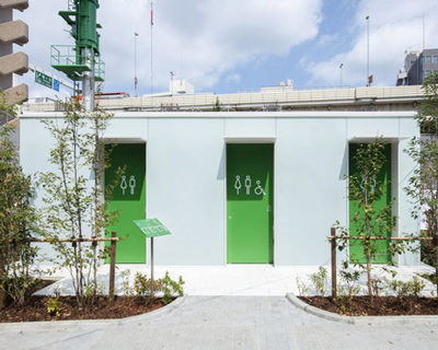 takenosuke sakakura's 'tokyo toilet' is an inviting structure that glows like lantern at night