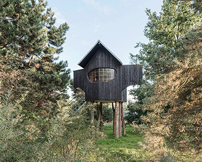 terunobu fujimori installs ein stein teahouse on stilts at raketenstation hombroich