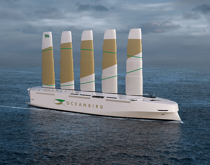 the oceanbird massive vessel claims to reduce cargo shipping emissions by 90%