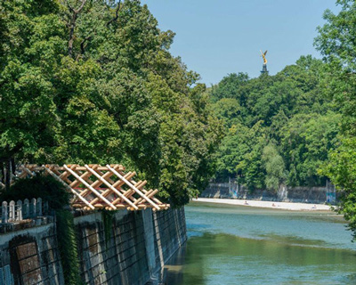 atelier bow-wow cantilevers 'bridge sprout' over the isar river in munich