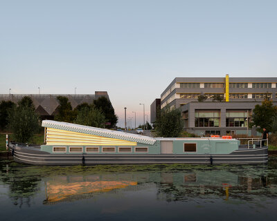 the 'genesis' floating church by denizen works arrives in east london