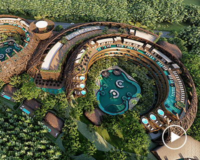 DNA envisions 'cocoon' hotel and resort for tulum, mexico with large, panoramic nests