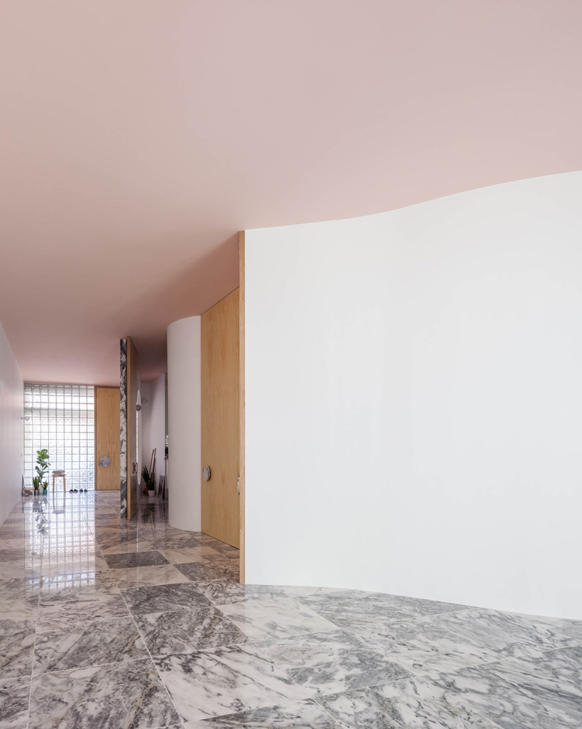 pink ceiling and marble floors