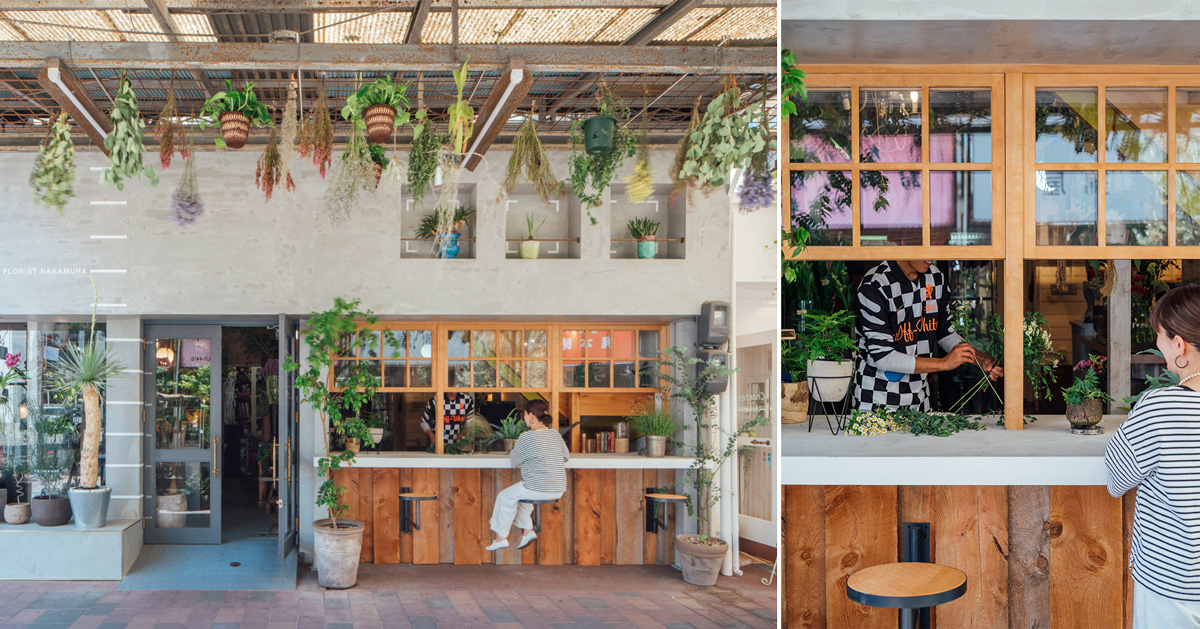 fathom completes the concrete façade of this japanese flower shop with an open counter