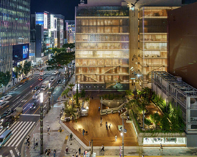 'ginza sony park' is a vibrant public hub at the heart of tokyo
