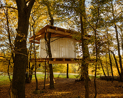 this treehouse by jan tyrpekl features a 360-degree view of prague's nature