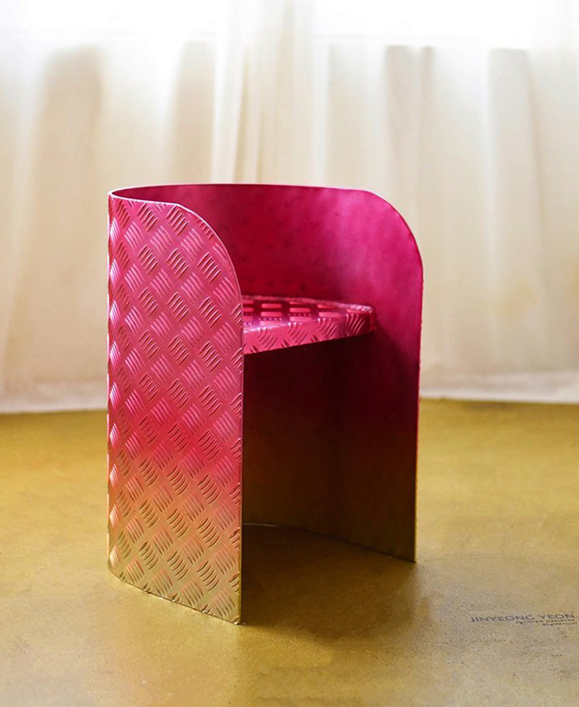 jinyeong yeon repurposes aluminum sheets to create colorful furniture designboom