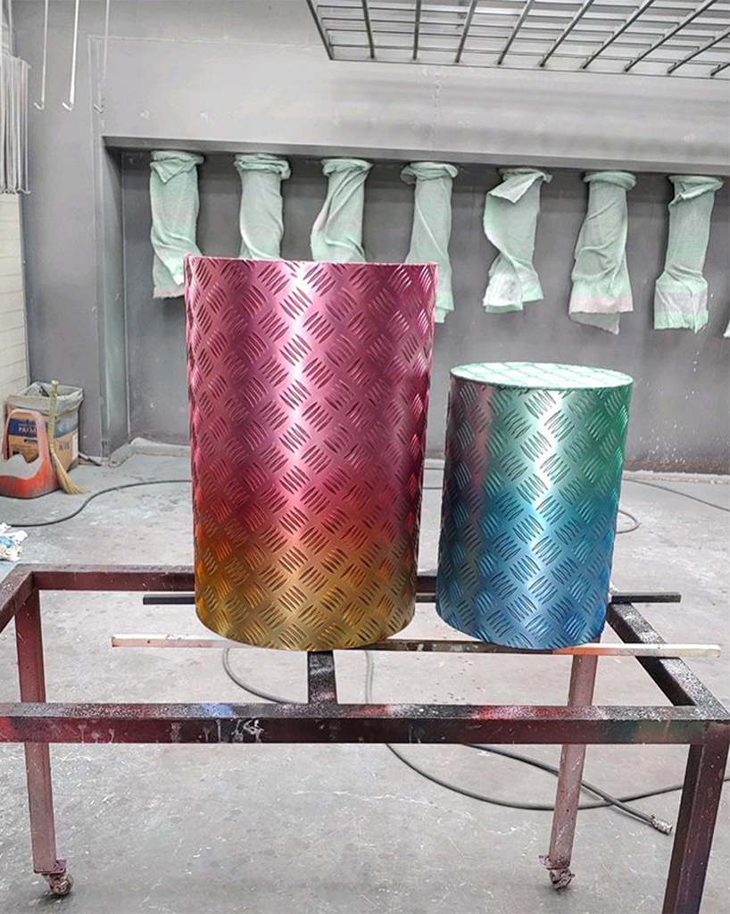 jinyeong yeon repurposes aluminum sheets to create colorful furniture designboom