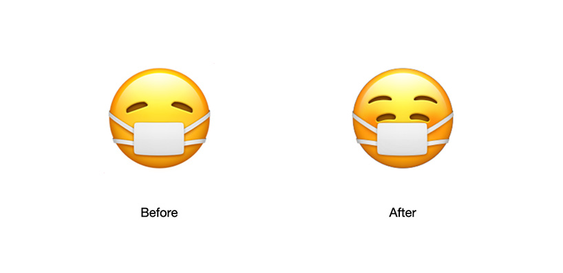apple hides a smile behind mask-wearing emoji because wearing one doesn't mean you're sick