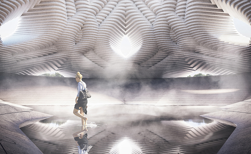 NUDES designs a towering rainwater harvesting concept for san jose designboom