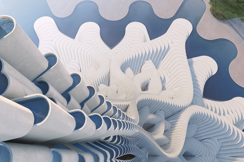 NUDES designs a towering rainwater harvesting concept for san jose designboom