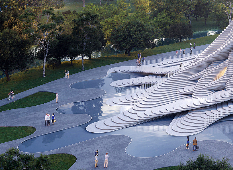 NUDES designs a towering rainwater harvesting concept for san jose designboom