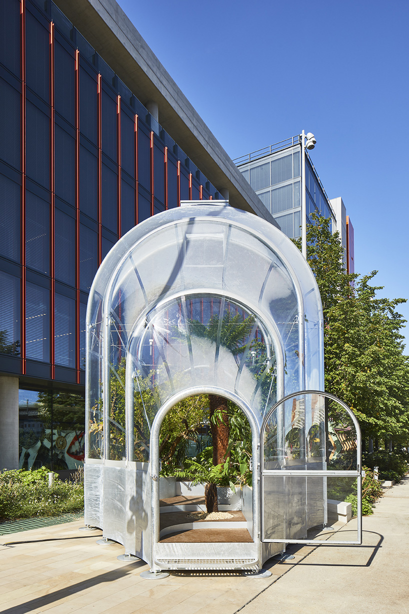 front view of studio weave's tiny greenhouse in london