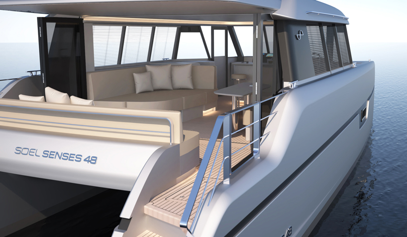 soel yachts unveils a 48ft electric catamaran powered by solar panels designboom