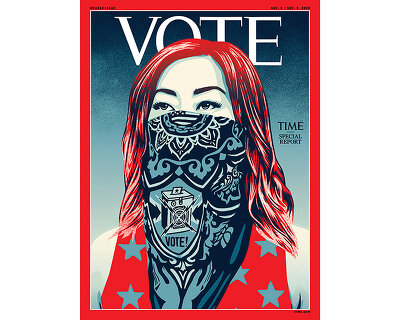 TIME magazine replaces its name with the word VOTE