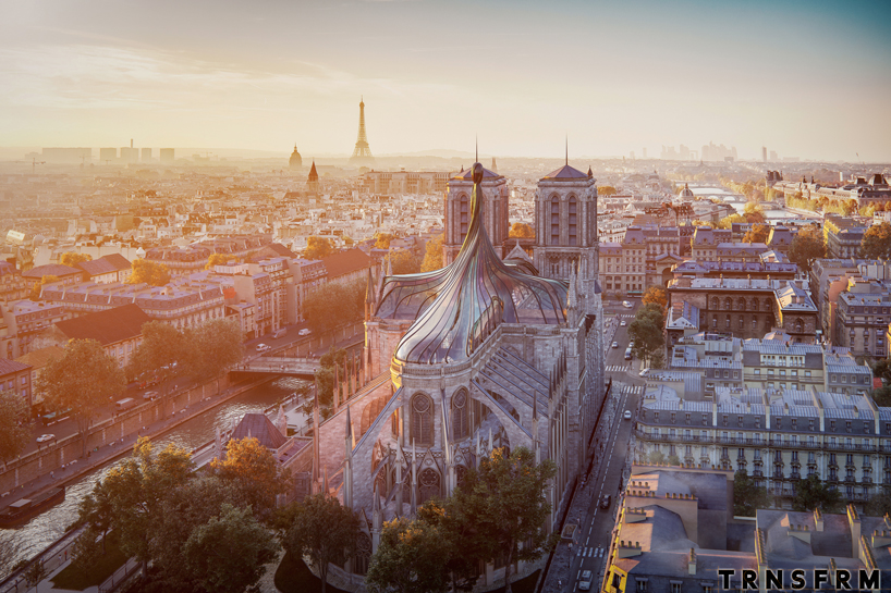 trnsfrm shares an alternative vision of notre dame with stained glass spire designboom