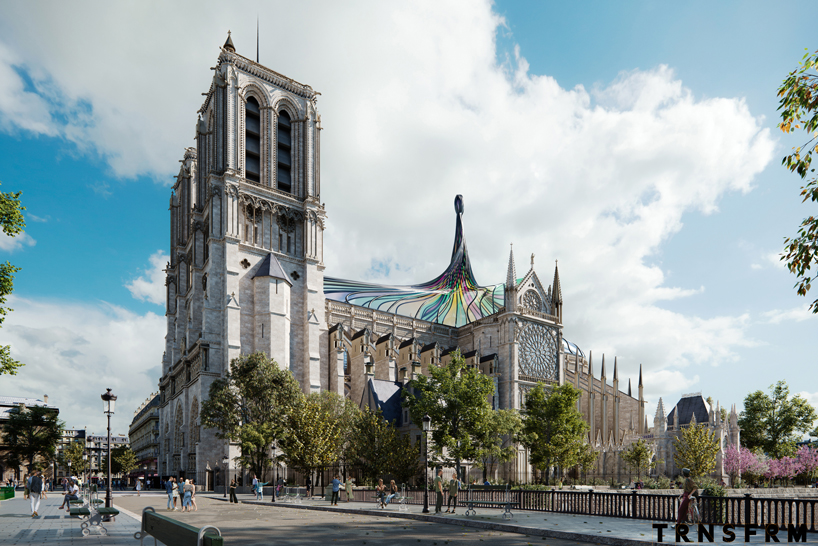 trnsfrm shares an alternative vision of notre dame with stained glass spire designboom