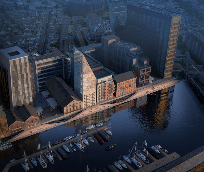 urban agency extends an old mill with a timber tower in dublin's docklands designboom
