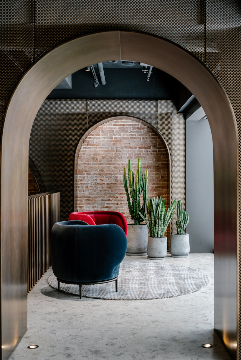 bronze arches, chairs and cacti