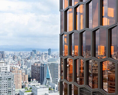 128-meter-high residential tower with honeycomb façade overlooks taichung, taiwan