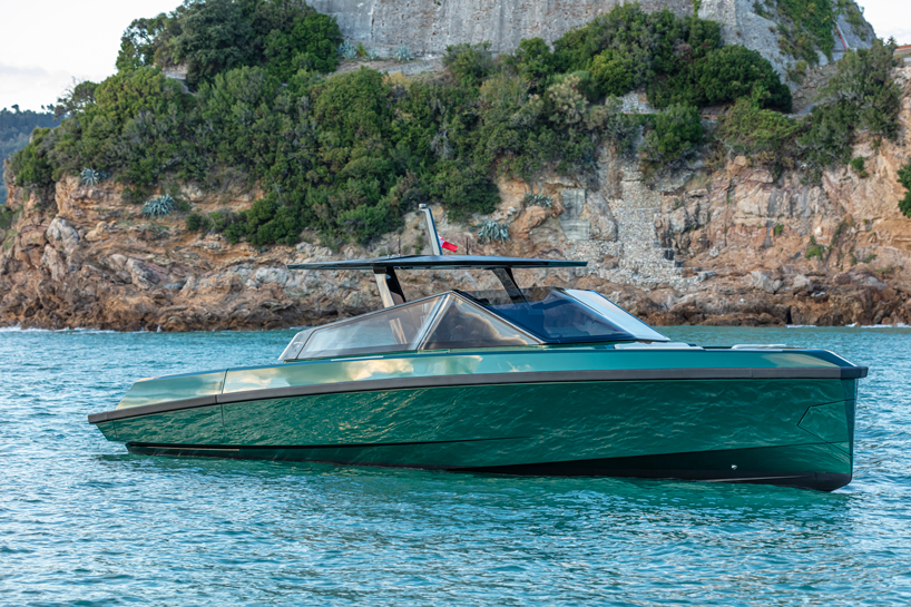 wally unveils a 43ft tender with a center cockpit for increased protection designboom