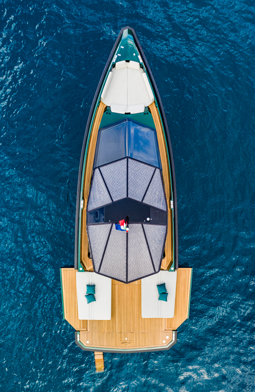 wally unveils a 43ft tender with a center cockpit for increased protection designboom