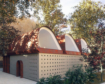 andrea mosca tops 'villa lopez' in france with three tent-shaped private bedrooms