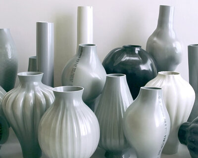 plastic pipes used to distribute water transformed into hand blown vases