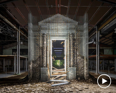 tresoldi academy realizes wire mesh 'cerimonia' in the ruins of a former supermarket in bologna, italy