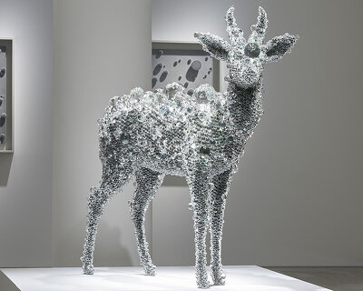 kohei nawa presents 'pixcell' sculptures and velvet 'paintings' for oracle at gyre gallery
