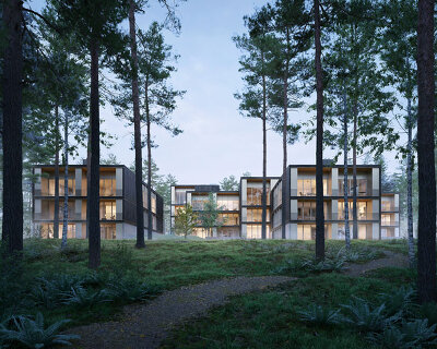 david chipperfield plans marina apartments along wooded lakeshore outside berlin