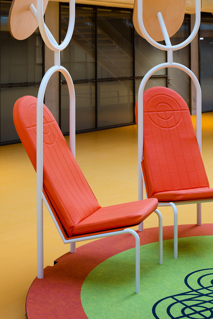 matali crasset fills a renzo piano-designed atrium in paris with archipelago furniture