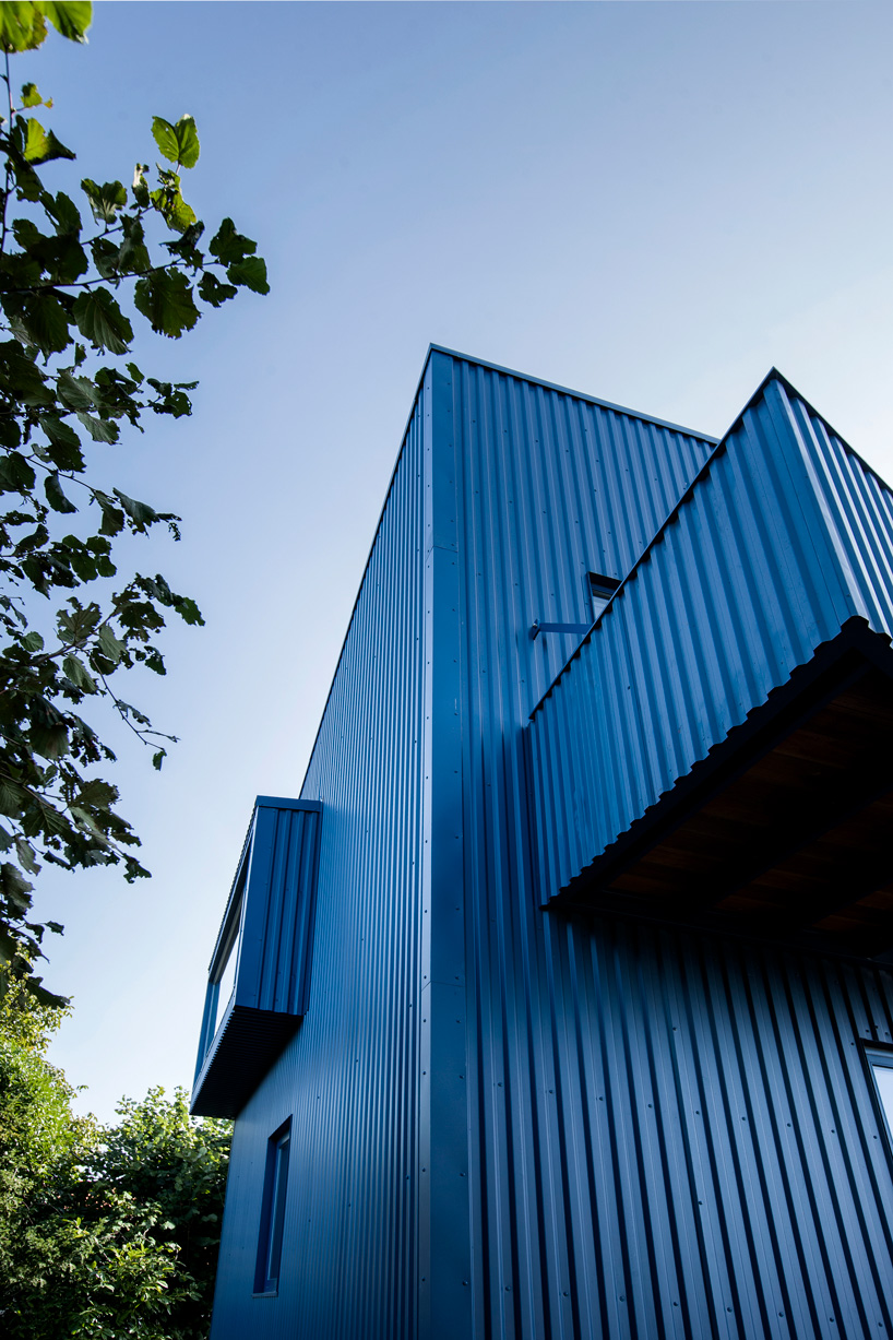 blue corrugated steel exterior