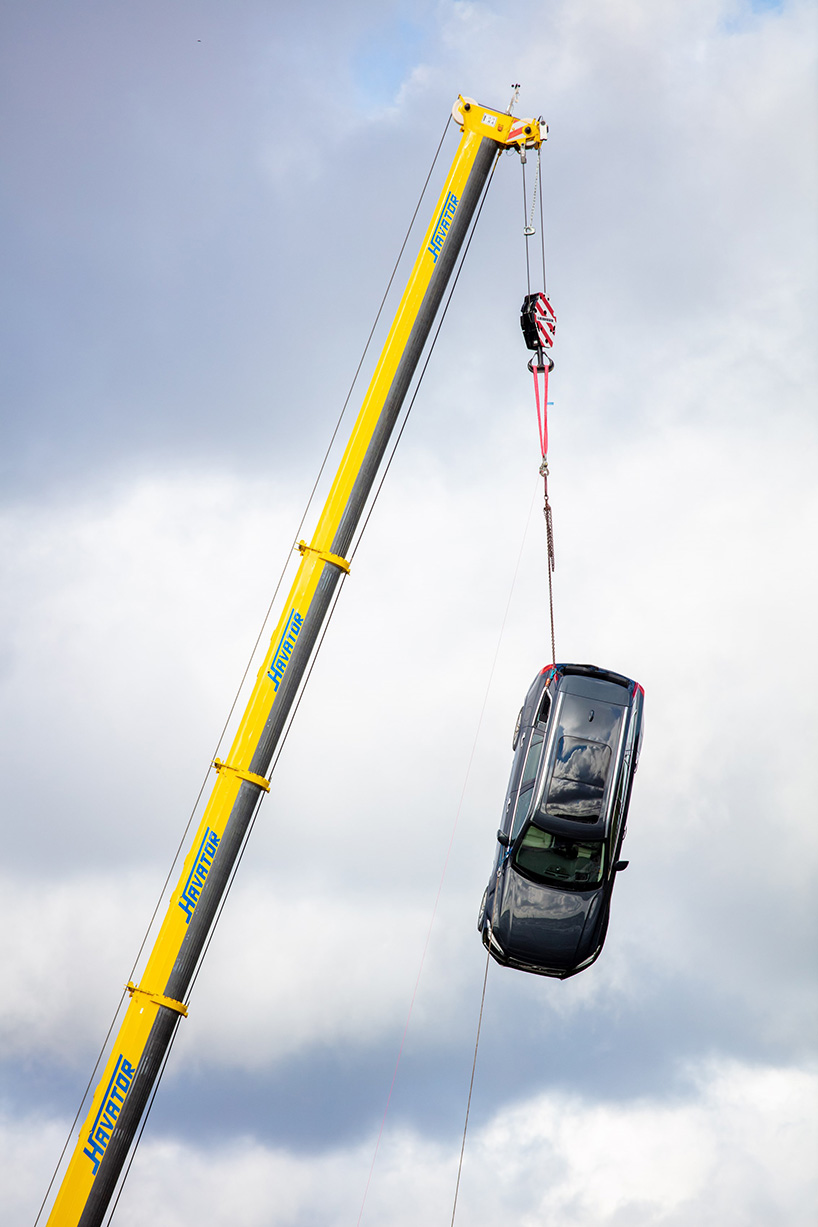 watch volvo drop a car from 30 meters in the most extreme crash test ever