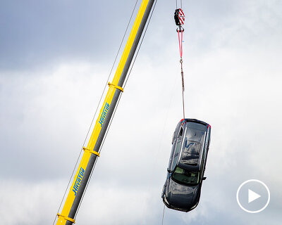 watch volvo drop a car from 30 meters in the most extreme crash test ever