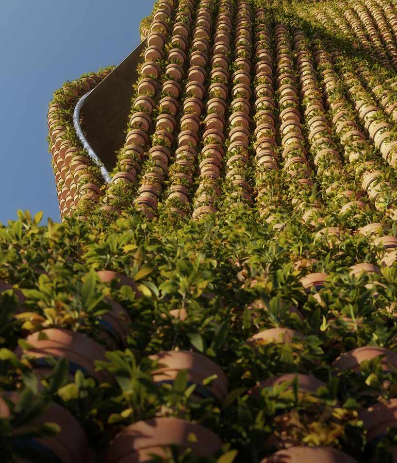 11,520 potted plants clad this observatory tower concept by NUDES designboom