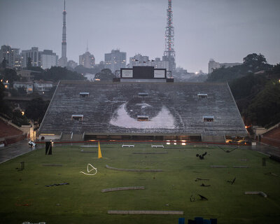 JR transforms the pacaembú sports complex in são paulo with large-scale artwork