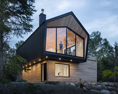 architecture49 stacks two off-center volumes into 'le littoral' holiday residence in canada